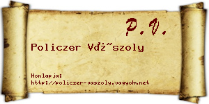 Policzer Vászoly névjegykártya
